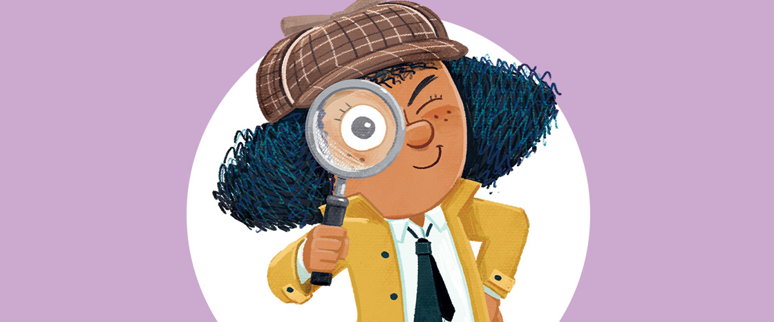 Illustration of kid detective