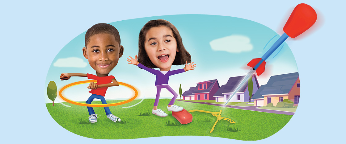 Image of two friends playing games outside