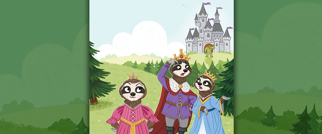 Illustration of noble sloths wondering how to get castle back from ogre