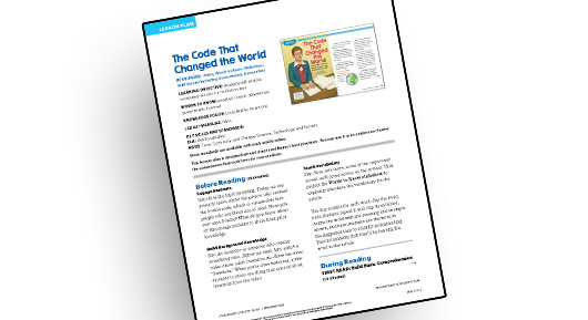 A lesson plan document titled The Code That Changed the World